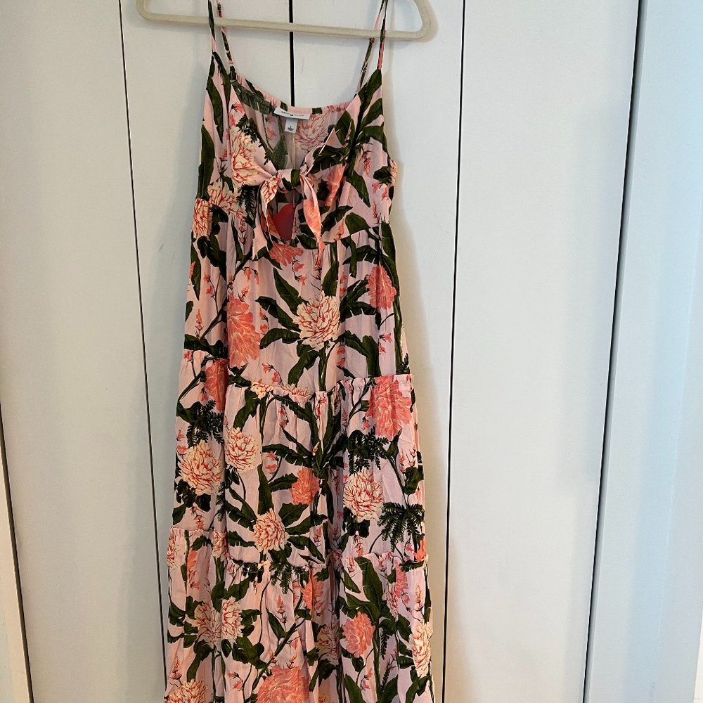 Women's Peony Botanical Print Tie-Front Midi Dress - Agua Bendita x Target